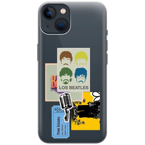 Силиконовый чехол на Apple iPhone 14 / Эпл Айфон 14 с рисунком Beatles Stickers силиконовый чехол на apple iphone 15 эпл айфон 15 с рисунком beatles stickers