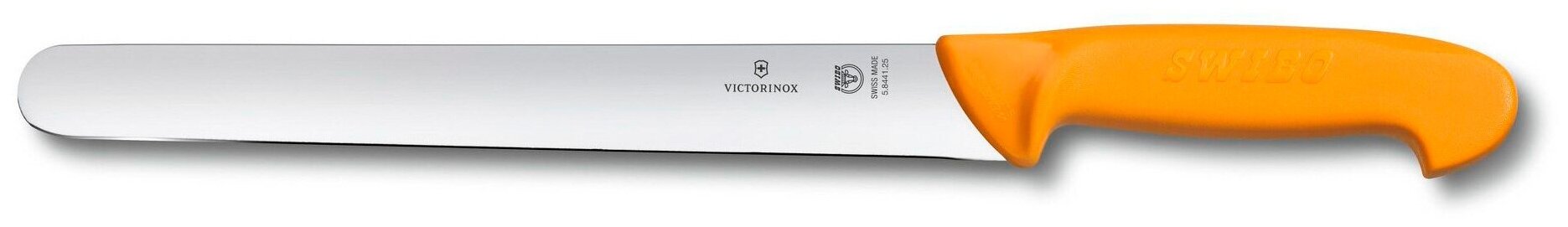 Нож для резания ломтиками VICTORINOX Swibo с лезвием 25 см и шириной 30 мм с закруглённым кончиком жёлтый 5.8441.25