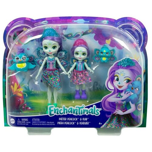 Игровой набор Mattel Enchantimals Пэттер Павлина с сестричкой и питомцами HCF83