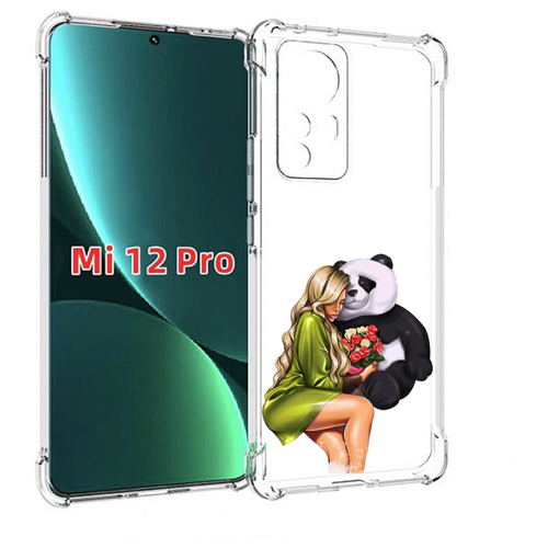 Чехол MyPads Девушка-с-пандой-с-букетом женский для Xiaomi 12S Pro задняя-панель-накладка-бампер
