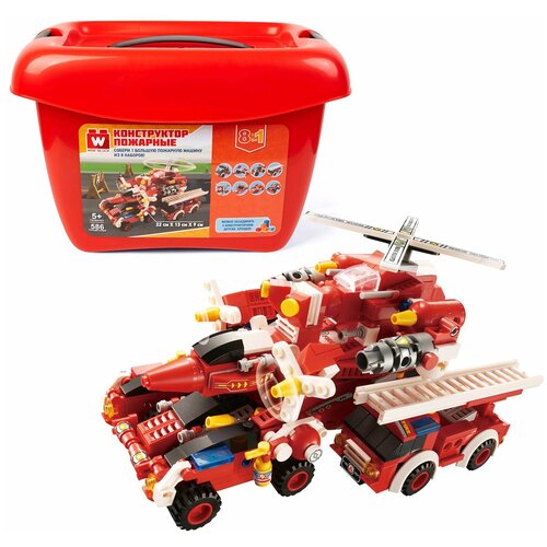 Вайс Блок. Коробка с кубиками,наб. конструкторов Пожарные.TM Wise Block