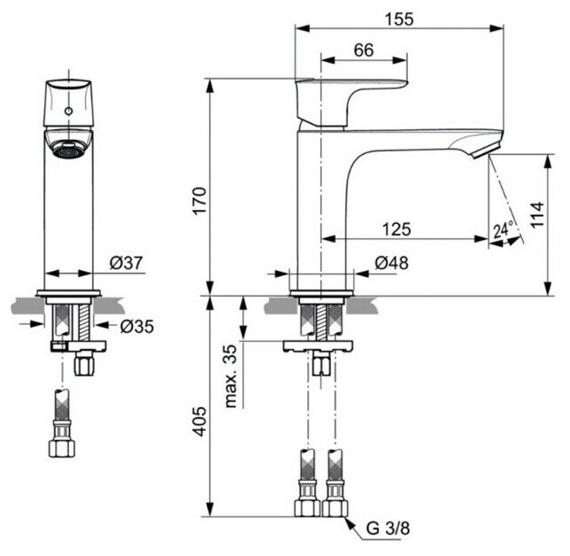 Смеситель для раковины Ideal Standard Connect Air (A7015AA)