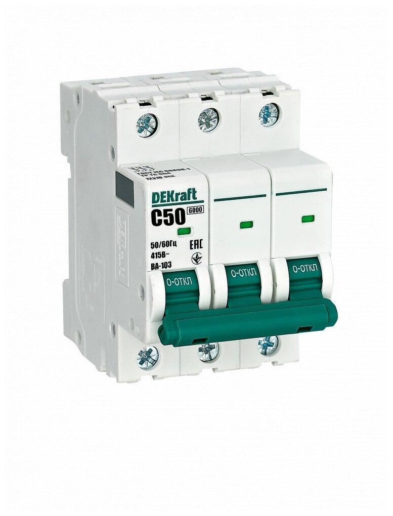 Автоматический выключатель Schneider Electric 3P 50А хар-ка C 6кА DEKraft ВА-103