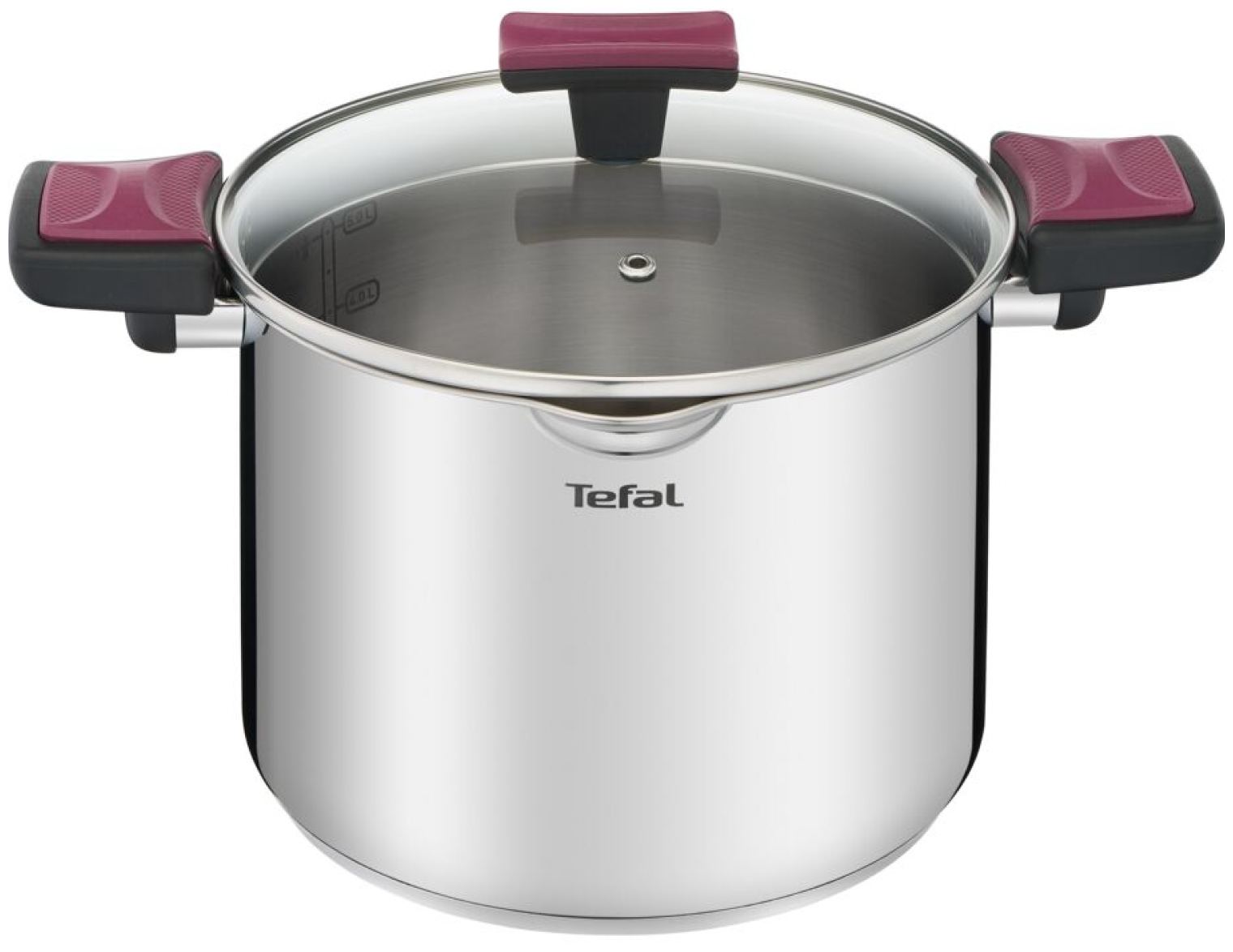 Кастрюля 22 см Tefal Cook&Clip G7237974 с крышкой, из нержавеющей стали, с толстым дном, для всех типов плит, включая индукционные, со сливным носиком