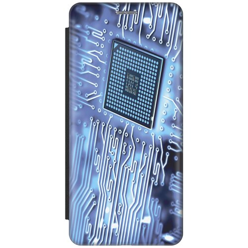 силиконовый чехол голубая микросхема на samsung galaxy s20 ultra самсунг с20 ультра Чехол-книжка Голубая микросхема на Samsung Galaxy S20 Ultra / Самсунг С20 Ультра черный