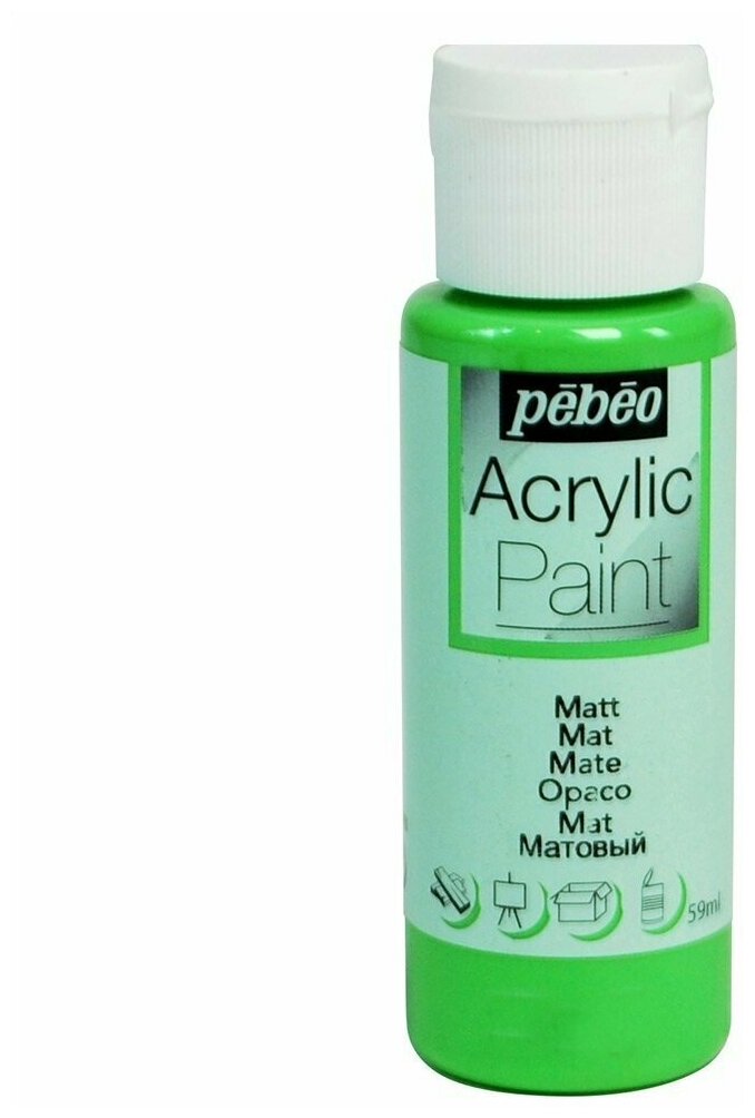 Краски акриловые PEBEO Acrylic Paint декоративная матовая 59 мл 097837 зеленое яблоко