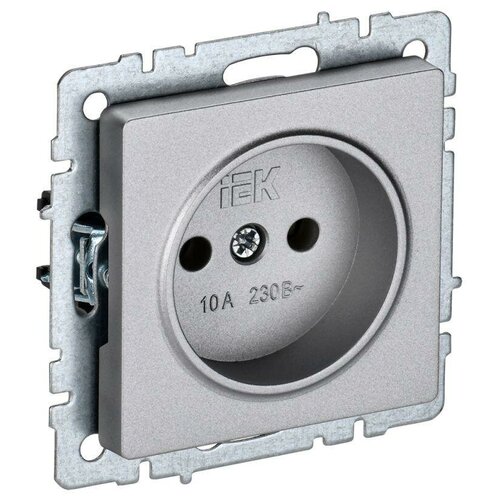 Розетка BRITE РС10-1-0-БрА 10А без заземл. без защ. шторок алюм. IEK BR-R10-10-K47