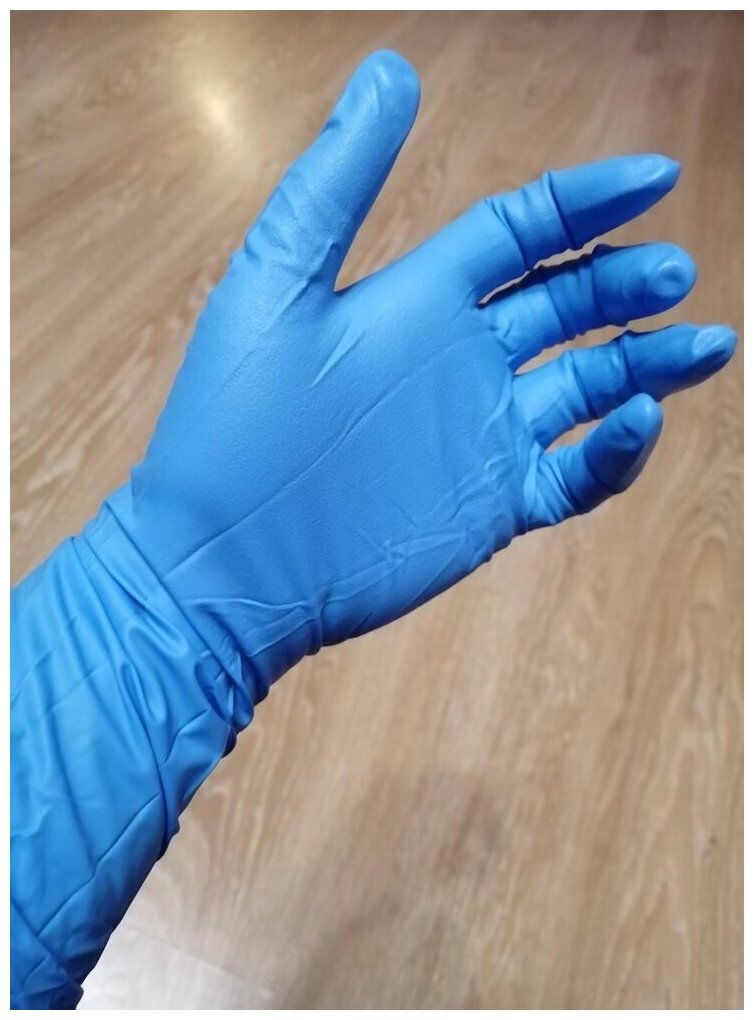 фото Перчатки нитриловые сверхпрочные High Risk MATRIX, цвет: синий, неопудренные, текстурированные, 24 грамма нитрила пара