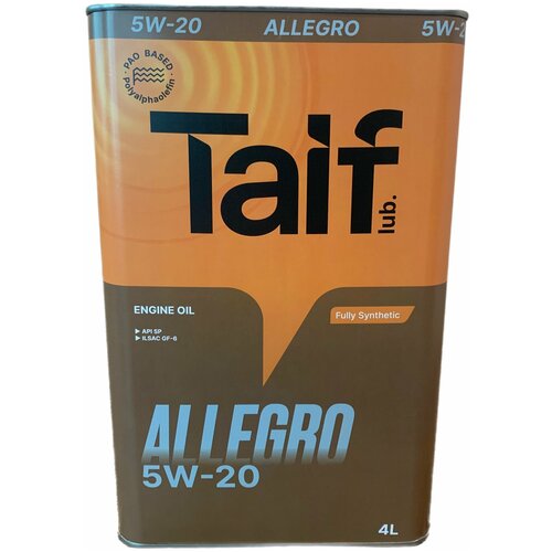 Моторное масло TAIF Allegro 5W-20 для автомобилей Toyota Синтетическое 4 л