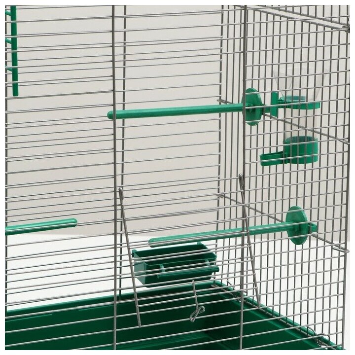 Клетка для птиц "Пижон" №101, цвет хром , укомплектованная, 41 х 30 х 65 см, зеленый микс - фотография № 18