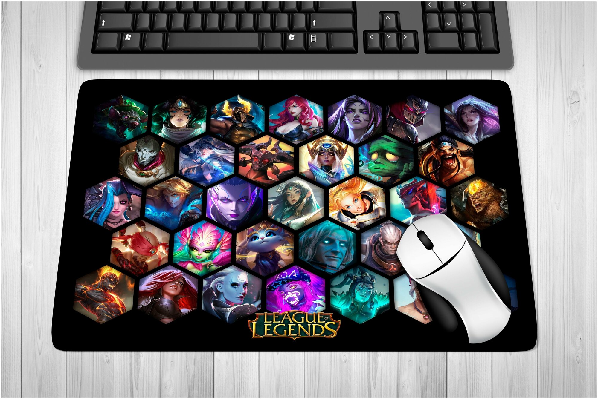 Игровой коврик для мыши аниме " Лига Легенд коллаж League of Legends" 29 х 42 см