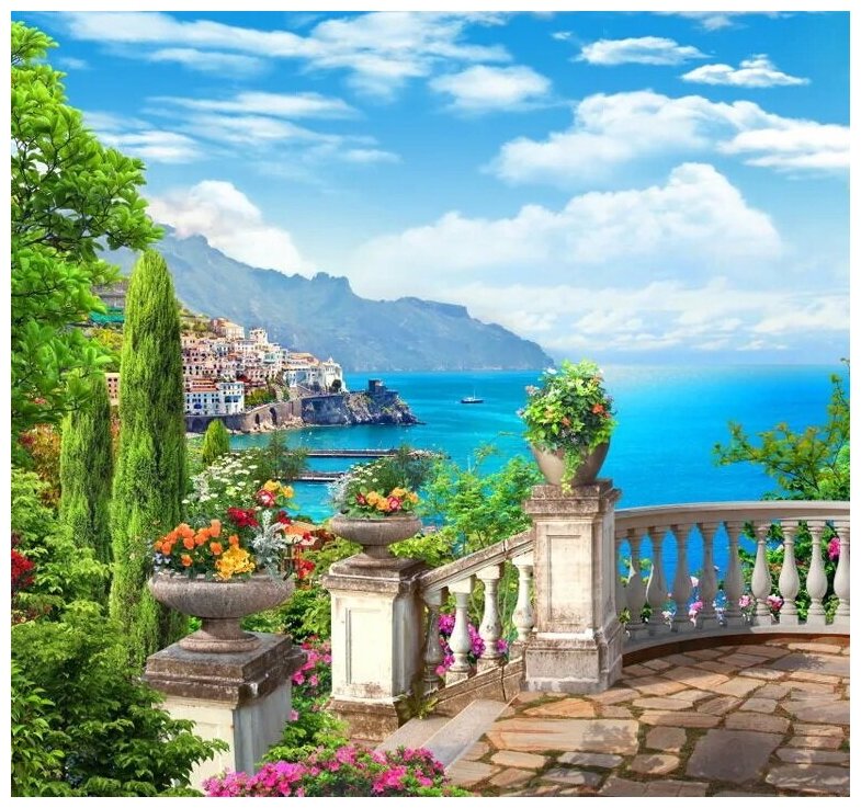 фото Фотообои на стену флизелиновые "Фрески - вид на море" 270X253 см (ШxВ)