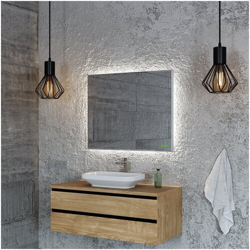 Зеркало для ванной с подсветкой белладжио 80 х 100 см бесконтактный сенсор включения, профиль серебро