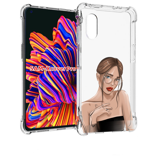 Чехол MyPads девушка-в-очках-с-красивыми-глазами женский для Samsung Galaxy Xcover Pro 1 задняя-панель-накладка-бампер