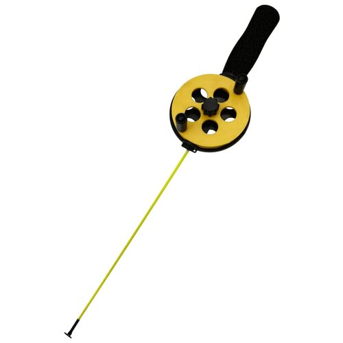 фото Разборная удочка для зимней рыбалки, удилище с поролоновой ручкой, цвет желтый, хлястик 19,5 см/основание 16 см bambucho