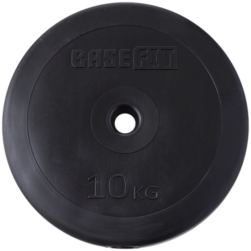 Диск пластиковый BASEFIT BB-203 10 кг, d=26 мм, черный, 2 шт.