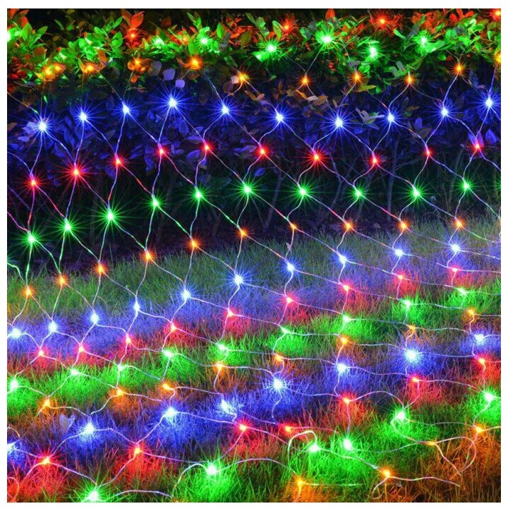 Светодиодная гирлянда сетка, 220 вольт, 3*3 метров, 270 диодов, соединяемая, цвет RGB (мультицвет)