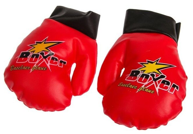 Боксерские перчатки КНР "Нокаут" 19х14х4,5 см, красные (1684-8)