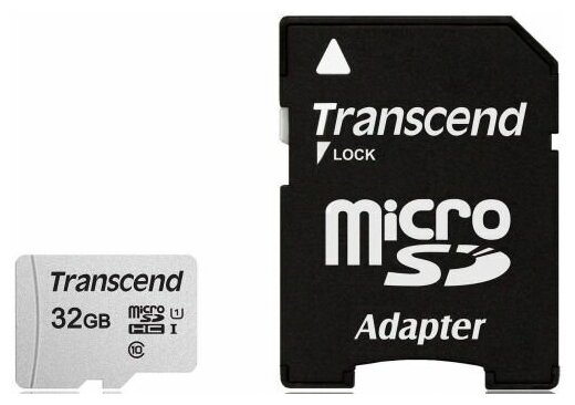 Карта памяти 32GB Transcend TS32GUSD300S-A microSDHC Class 10 U1 300S + адаптер