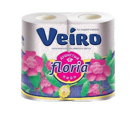 Набор из 3 штук Туалетная бумага Veiro Floria Душистый пион 2х слойная, 4шт