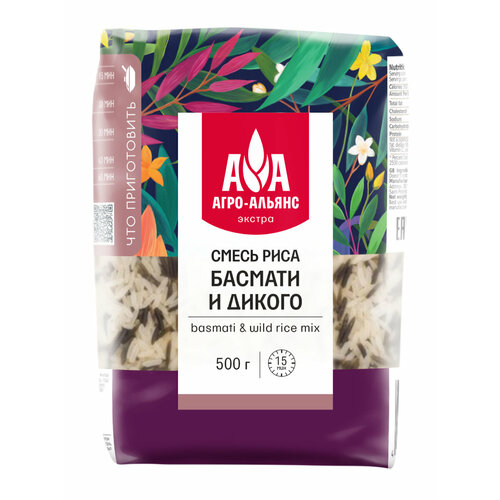 фото Рисовая смесь агро-альянс дикий экстра басмати и дикий, 500 г