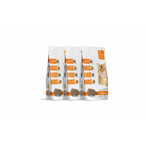 Clan Classic Delicious 32/15 сухой корм для взрослых кошек, с индейкой и белой рыбой - 0,4 кг х 3 шт.