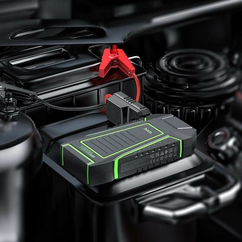 Изображение Пуско-зарядное устройство для автомобиля Hoco QS1 ( стартер, повербанк с фонариком) 10000mAh, 600A, черный