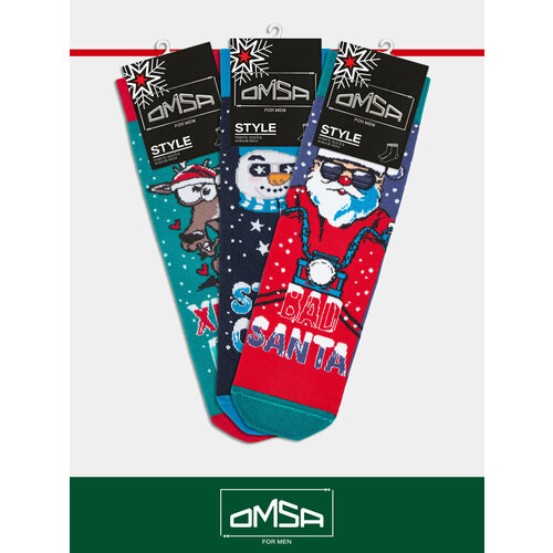 фото Носки omsa omsa for men style, комплект, 3 пары, размер 36-38, мультиколор