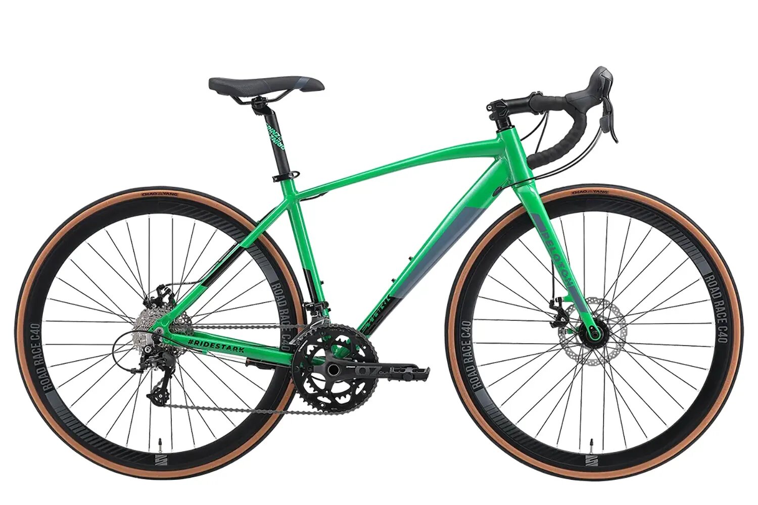 Велосипед Stark Peloton 700.4 D 2024, зеленый/черный, серый, 20"