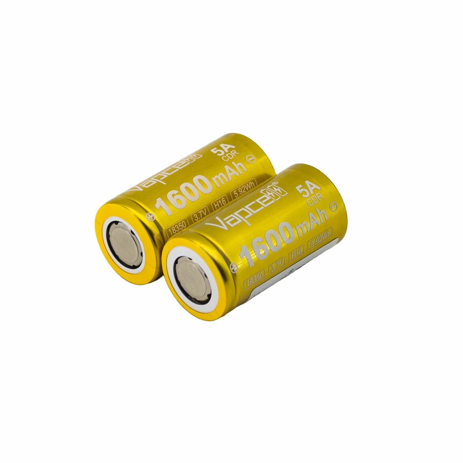 Аккумулятор Vapcell INR18350 H16 1600мАч 5А плоский плюс, 2 шт.