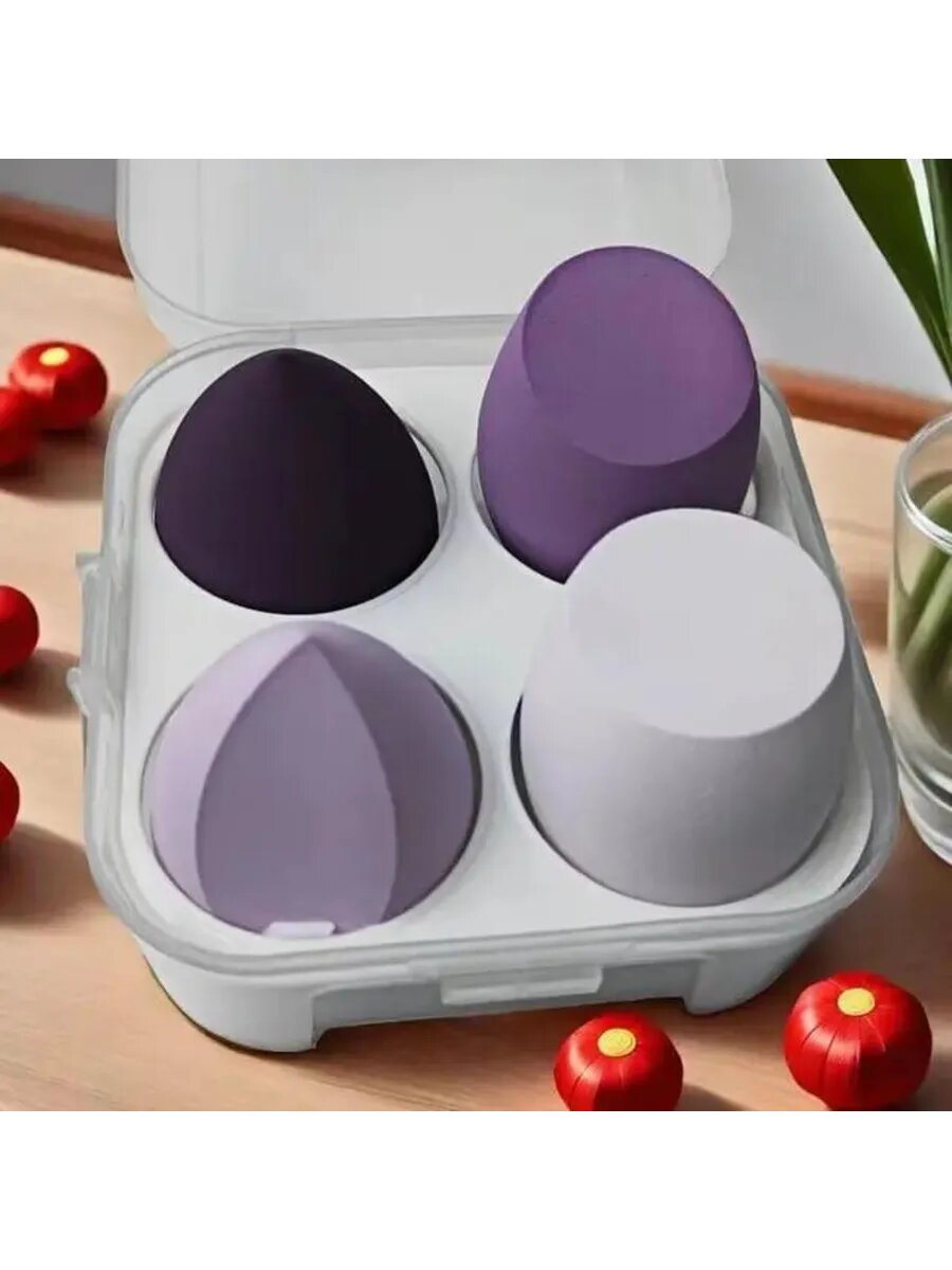 Спонжи для макияжа в кейсе 4 штуки