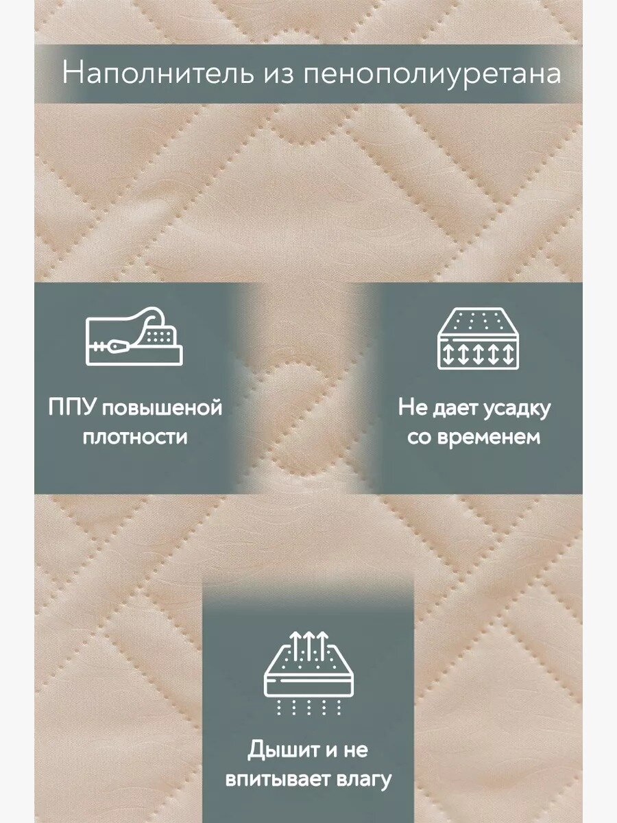 Матрас 140х200х9 беспружинный на кровать, на диван, топпер, белый, средней жесткости, поролон, АртСонСон — фото 1