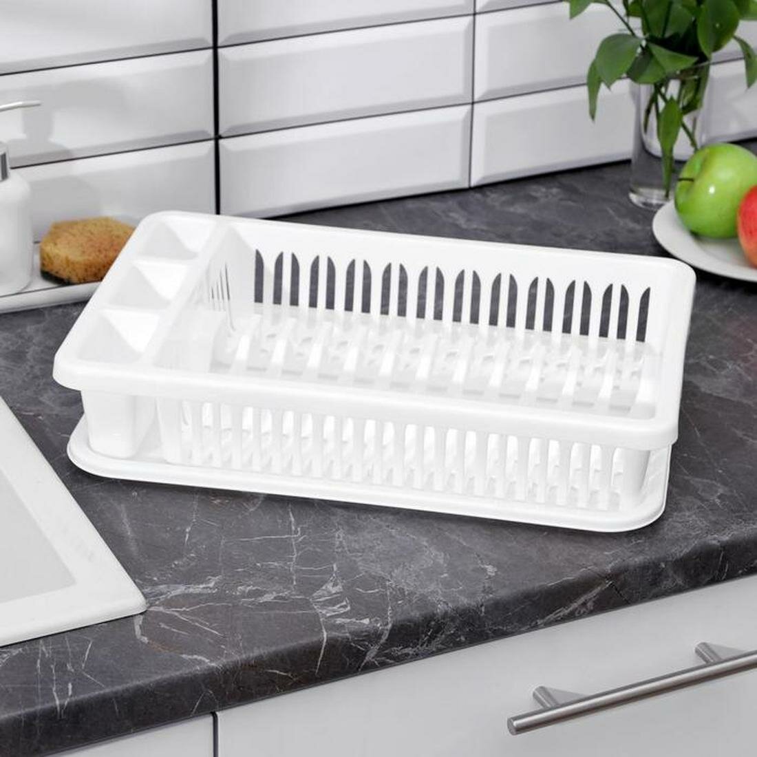 Картинки IDEA Сушилка для посуды, размер 42,5 × 27,5 × 9,5 см, цвет: белый