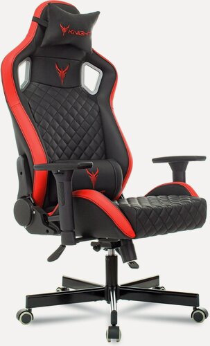 Изображение товара Кресло игровое Knight OUTRIDER черный/красный ромбик эко. кожа с подголов. крестовина металл