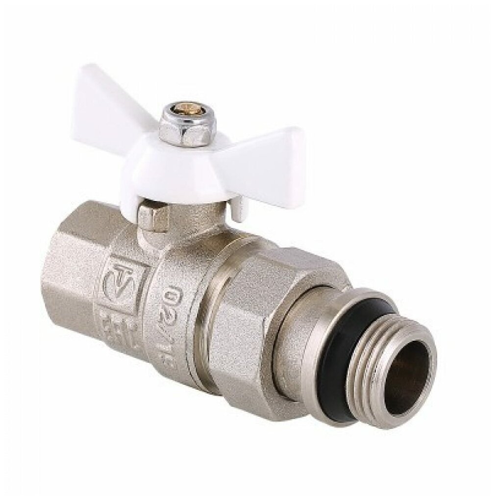 фото Кран шаровый Valtec Base В-Н 3/4" бабочка с американкой и дополнительным уплотнением VT.227. NRW.05