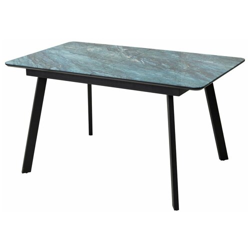 Стол аруба 140 аквамарин, стекло/ черный каркас М-City