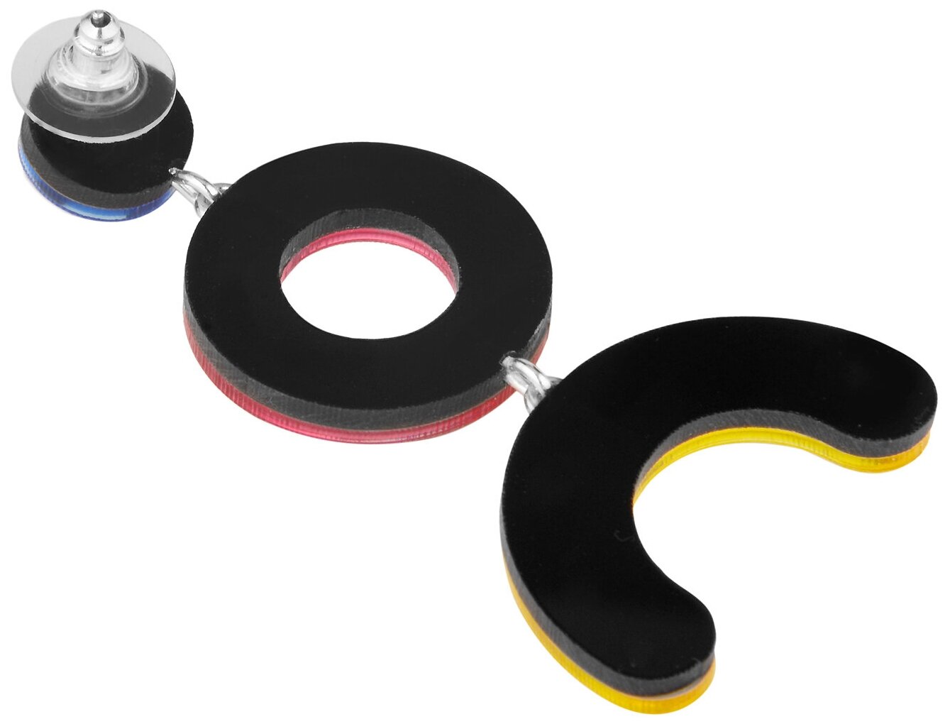 Серьги одиночные MONOLAMA, желтый, голубой, розовый — фото 1