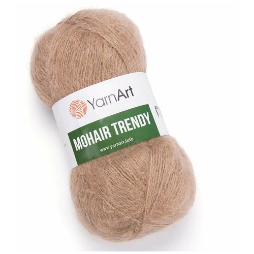 фото Пряжа для вязания yarnart mohair trendy (ярнарт мохер тренди) - 3 мотка 116 песочный, полушерсть пушистая, 50% акрил, 50% мохер, 220м/100г