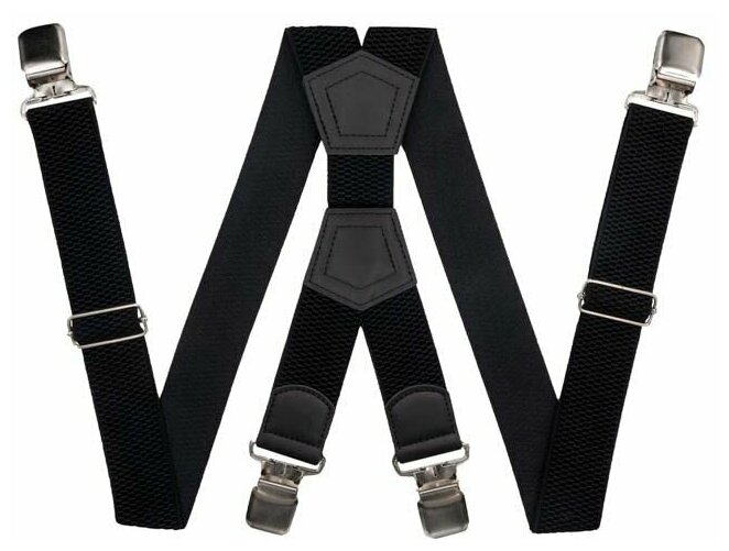 Подтяжки для брюк большого размера (4 см 4 клипсы Черный) 54159