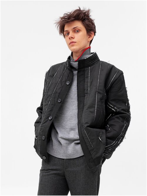Куртка-рубашка 1377, демисезон/зима, силуэт прямой, подкладка, карманы, размер 0 ( ONE SIZE), черный