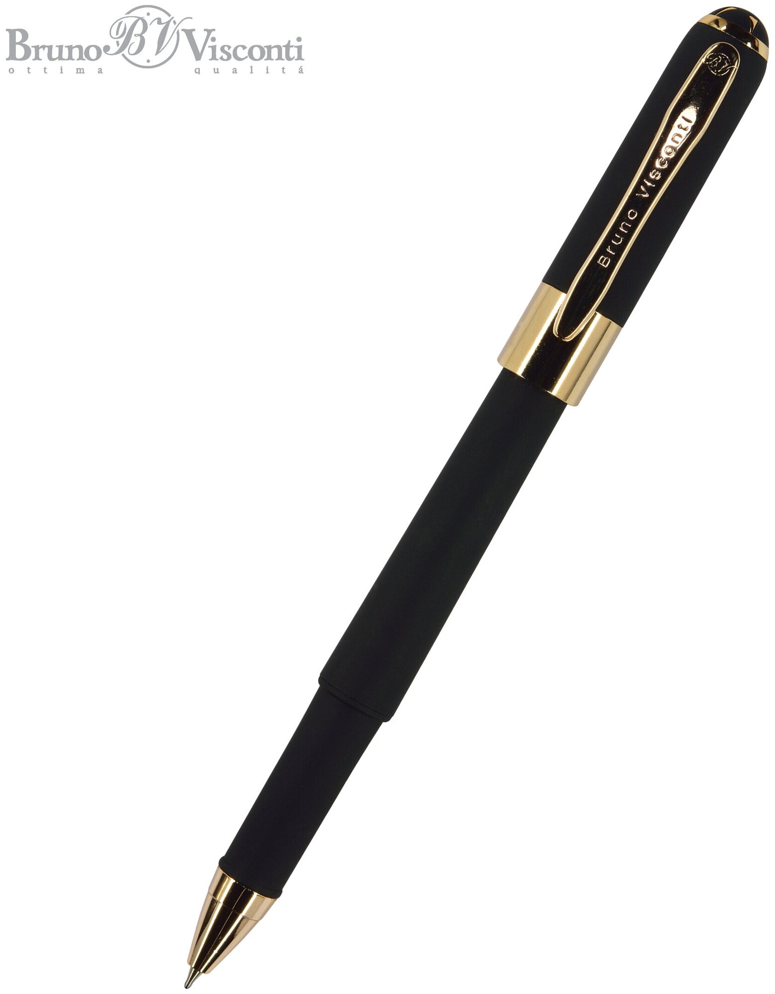 Ручка BrunoVisconti, шариковая , 0.5 мм, синяя, MONACO (черный корпус), Арт. 20-0125/01