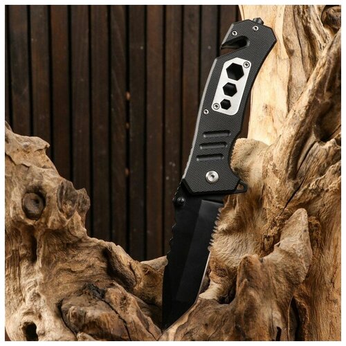 фото Нож складной "лидер", полуавтоматический, со стропорезом 20см, клинок 8,3см нет бренда