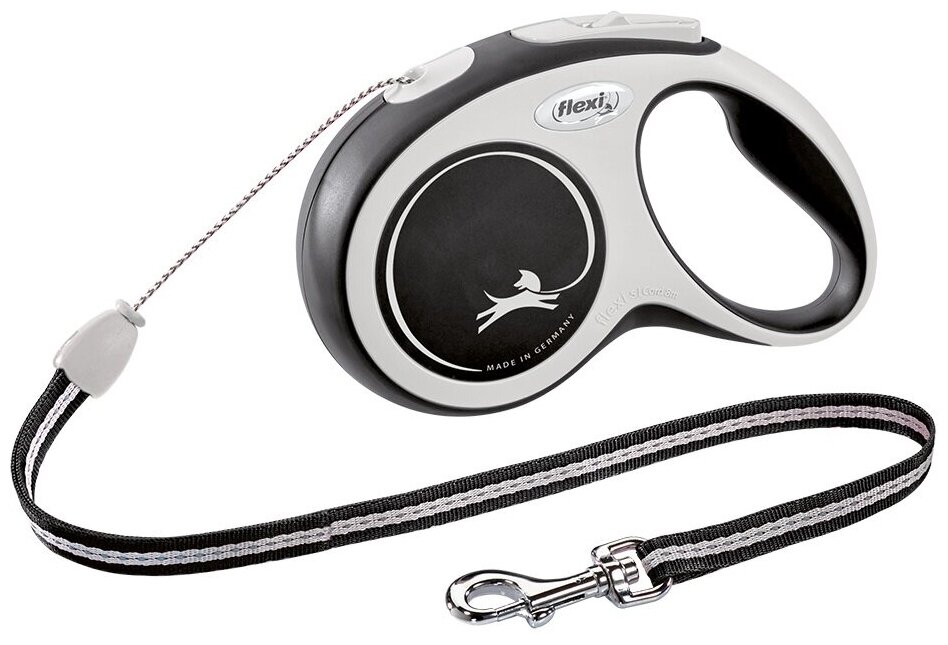 FLEXI NEW COMFORT CORD тросовый поводок рулетка для животных 5 м размер S черный (1 шт) - фотография № 11