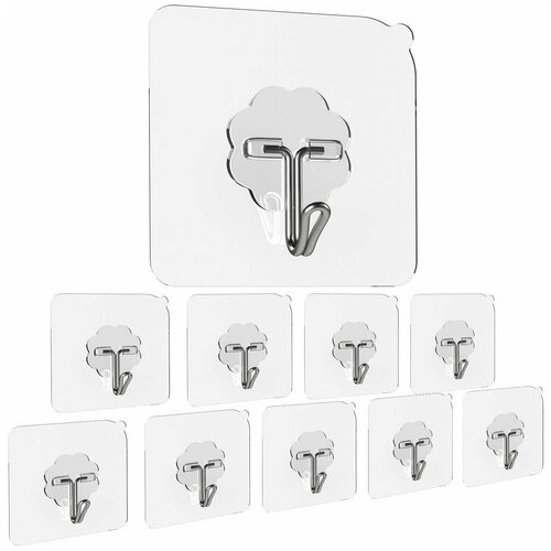 Крючок, держатель, вешалка для кухни, ванной, органайзер самоклеящийся, крючки на липучке 10 шт