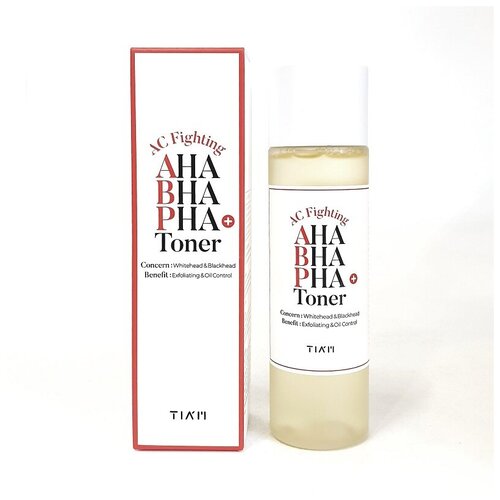 Тонер очищающий с кислотами для проблемной кожи Tiam AC Fighting AHA BHA PHA Toner 180 ml