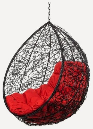 Изображение товара Подвесное кресло кокон Bigarden Tropica Black BS без стойки (красная подушка)