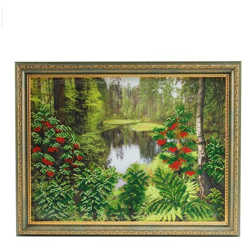 Картина вышитая бисером вручную, 