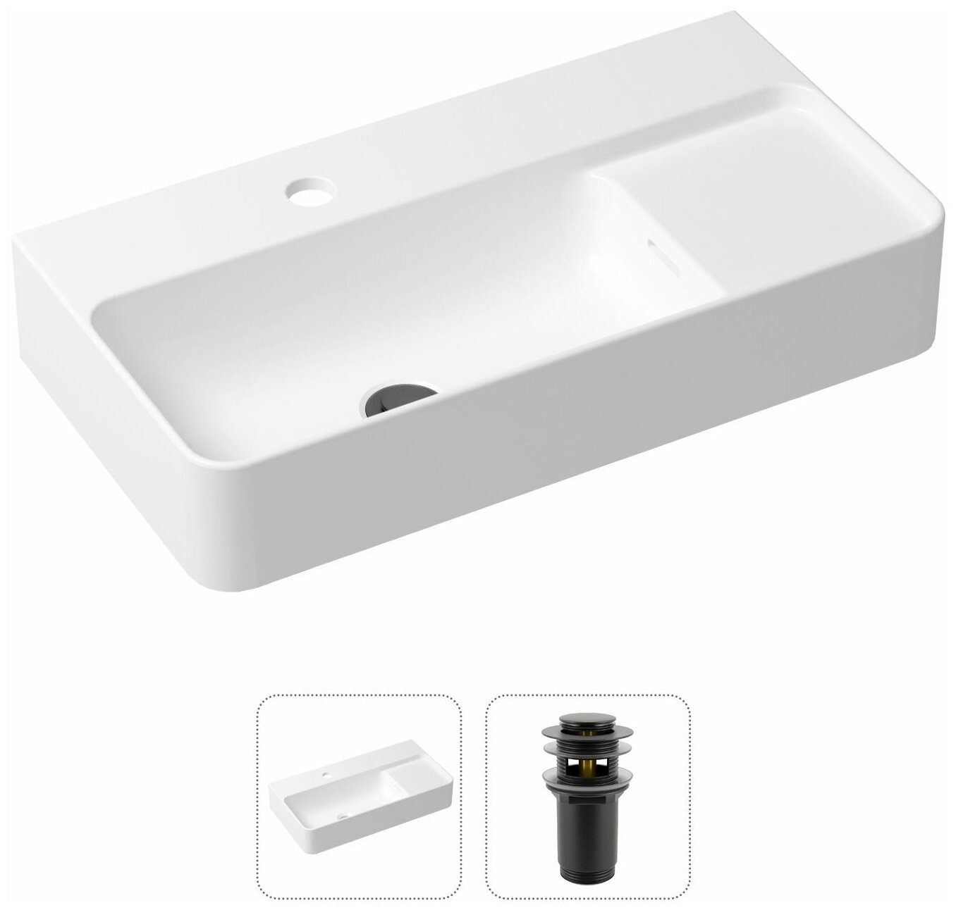 Комплект 2 в 1 Lavinia Boho Bathroom Sink 21520880: накладная фарфоровая раковина 60 см, донный клапан