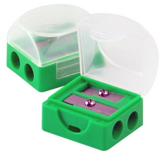 Точилка Attache двойная с контейнером зеленая (2 штуки в уп) 919748