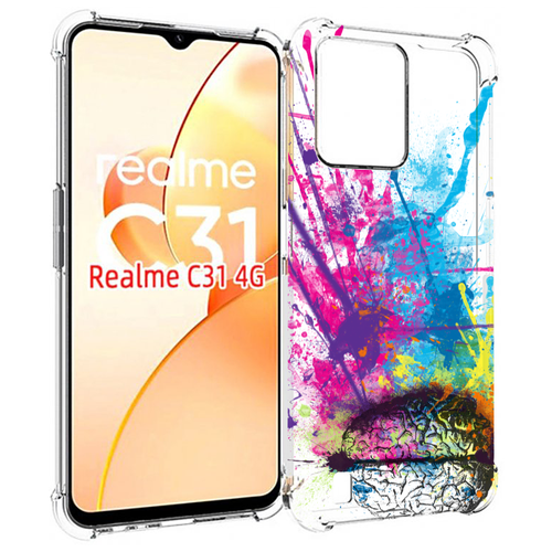 Чехол MyPads яркий красочный мозг для OPPO Realme C31 задняя-панель-накладка-бампер чехол mypads яркий красочный мозг для oppo reno7 pro 5g задняя панель накладка бампер